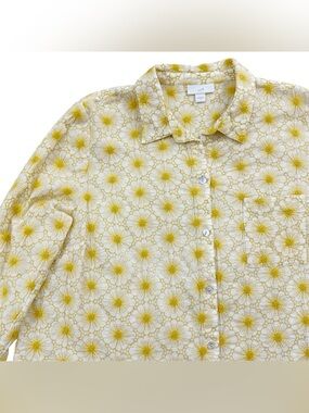 J. Jill Embroidered Flower Button Down Shirt Medium